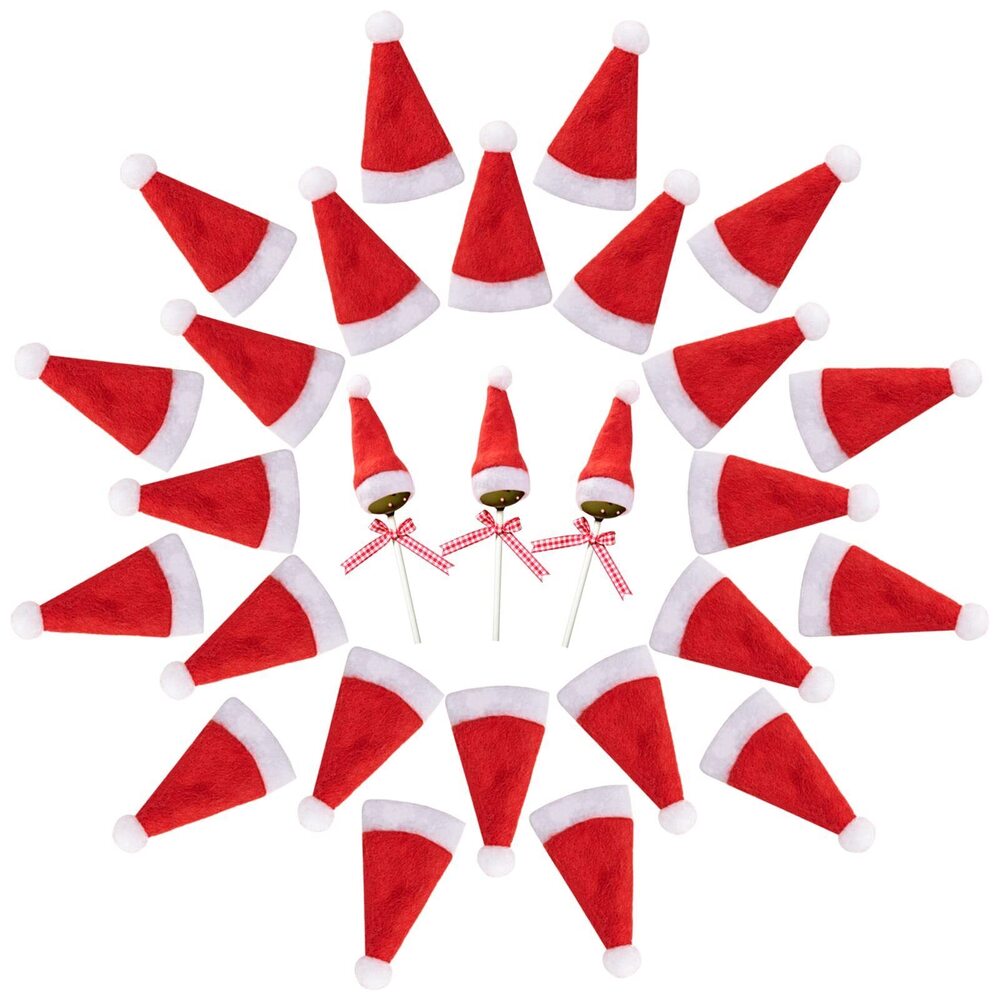 4977 120 Pcs Mini Santa Hats- Christmas Lollipop Hat for Crafts- Mini Santa